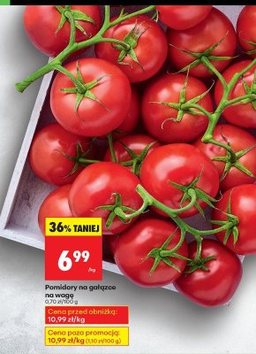 Pomidory na gałązce na wagę promocja w Biedronka