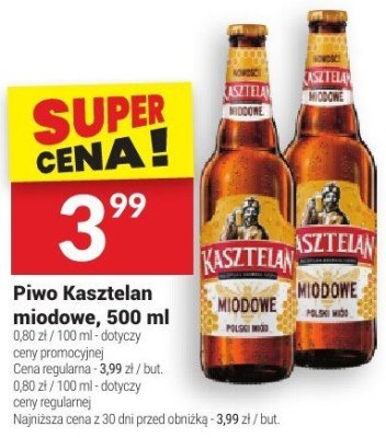 Piwo Kasztelan miodowe 500ml promocja w Twój Market