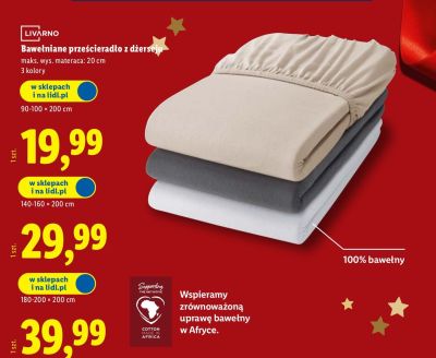 Prześcieradło bawełniane z dzersęju LIVARNO 180-200×200 cm promocja w Lidl