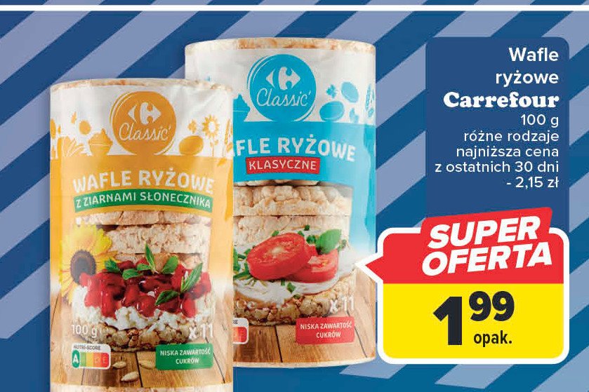 Wafle ryżowe z pestkami słonecznika Carrefour promocja