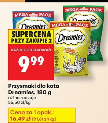 Przysmaki dla kota Dreamies 180 g różne rodzaje promocja w Biedronka