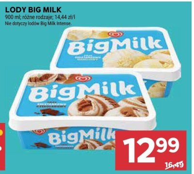 Lody Big Milk różne rodzaje promocja w Stokrotka