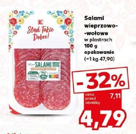 Salami wieprzowo-wołowe K-classic stąd takie dobre! promocja