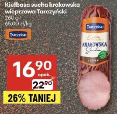 Kiełbasa sucha krakowska wieprzowa Tarczyński 260 g promocja w Delikatesy Centrum