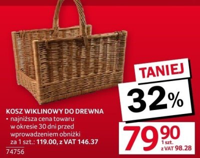 Kosz wiklinowy do drewna promocja w Selgros