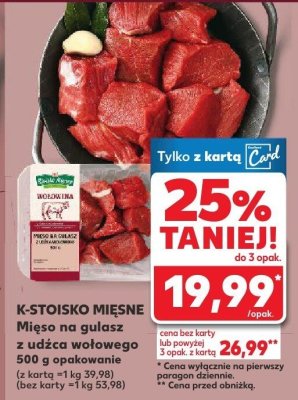 Mięso na gulasz z udźca wołowego promocja w Kaufland