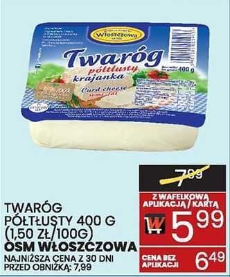 Twaróg półtłusty krajanka Włoszczowa 400g promocja w Wafelek