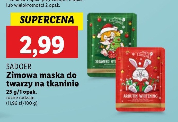 Maska do twarzy na tkaninie zimowa zielona Sadoer promocja