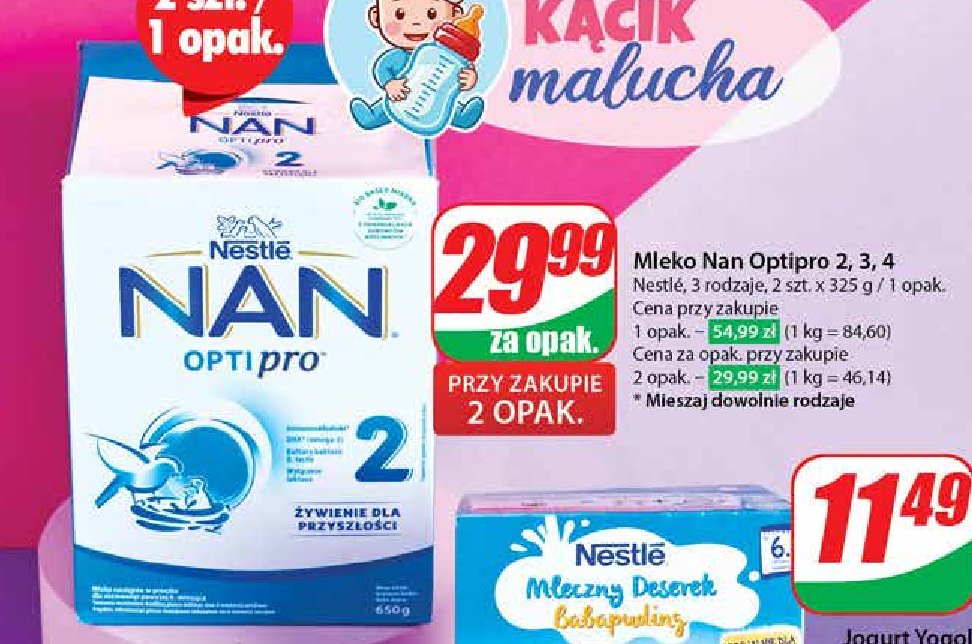 Mleko 2 Nestle nan optipro promocja