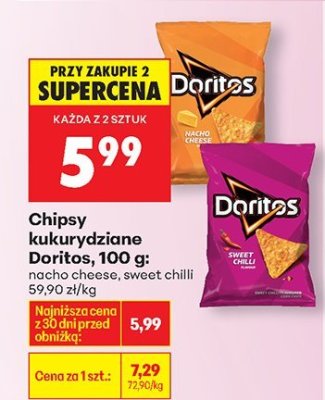 Chipsy kukurydziane Doritos, 88 g sweet chilli promocja w Biedronka