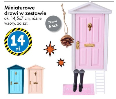 Miniaturowe drzwi w zestawie ok. 14,5x7 cm, różne wzory promocja w Tedi