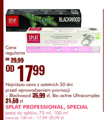 Pasta do zębów ultra complex Splat professional promocja