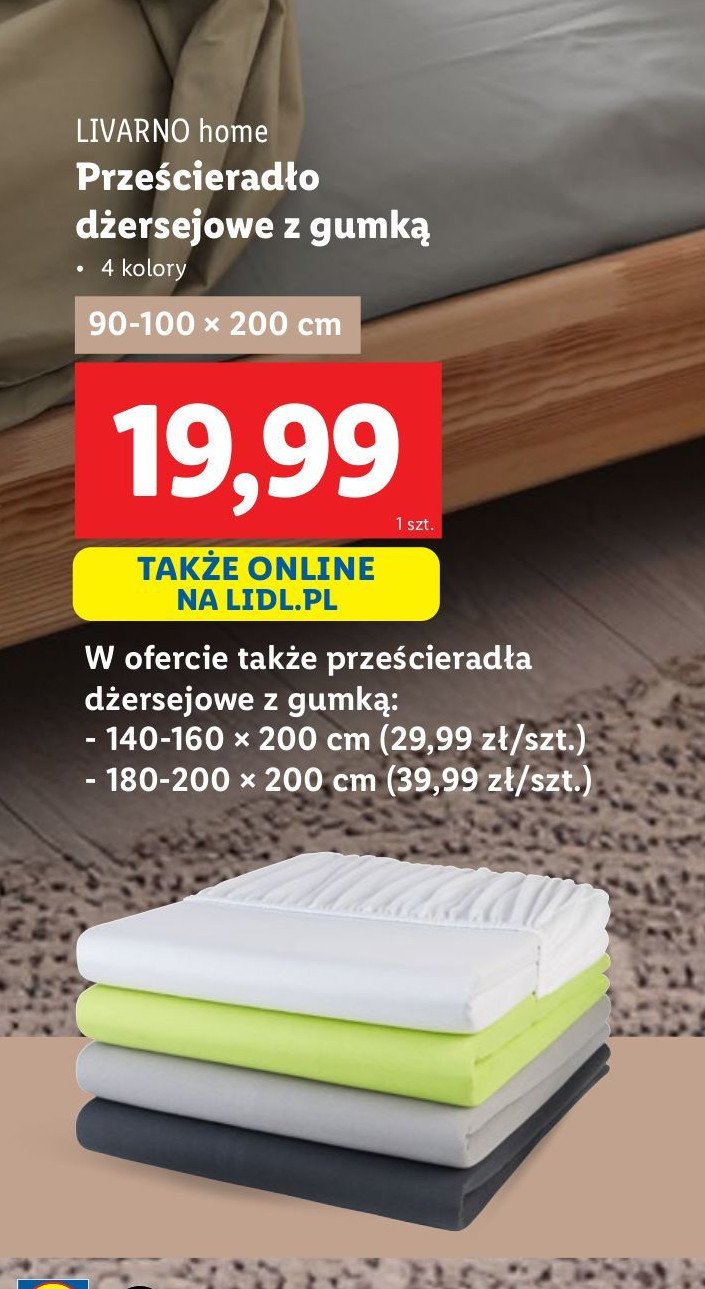 Prześcieradło jersey z gumką 140-160 x 200 cm promocja w Lidl