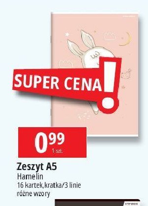 Zeszyt a5/16 k 3 linie Hamelin promocja