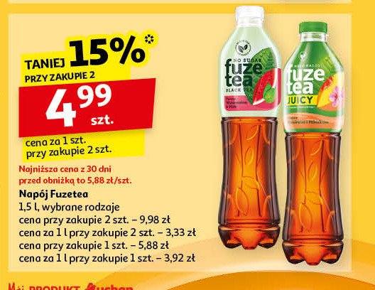 Herbata mrożona black peach rose zero Fuzetea promocja