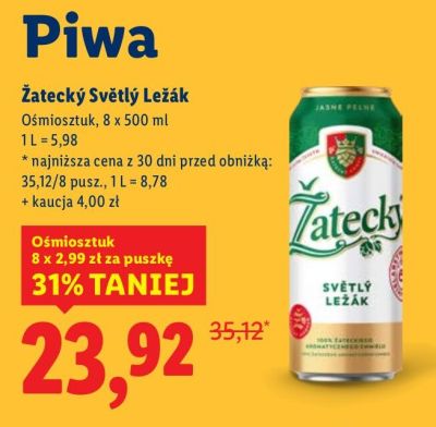 Piwo Żatecký Světlý Ležák 8-pak promocja w Lidl