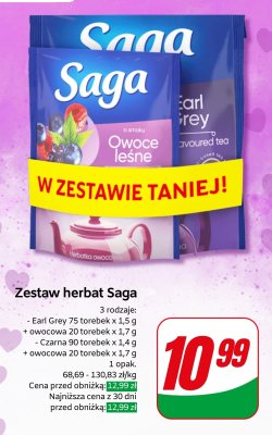 Zestaw herbat: czarna 90 t. + owocowa 20 t. promocja w Dino