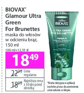 Maska do włosów Biovax glamour ultra green promocja