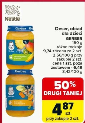 Deser, obiad dla dzieci GERBER 190 g różne rodzaje promocja w Carrefour