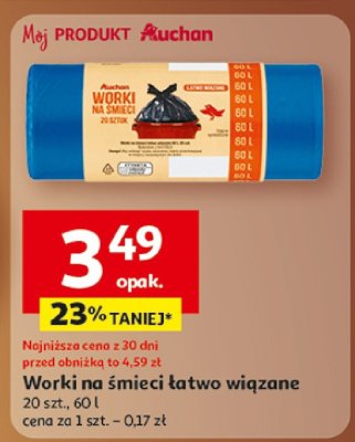 Worki na śmieci Auchan łatwo wiązane promocja w Auchan