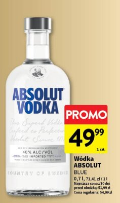 Wódka ABSOLUT BLUE 0,7 l promocja w Intermarche