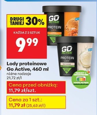 Lody proteinowe Go Active, 460 ml różne rodzaje promocja w Biedronka
