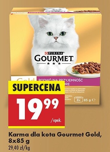Karma dla kota tuńczyk + wątróbka + indyk + wołowina Purina gourmet gold promocja w Biedronka