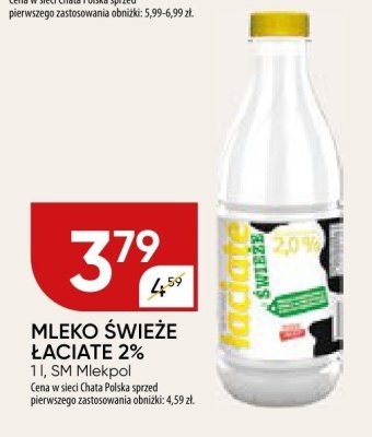 Mleko świeże łaciate 2% 1l, SM Mlekpol promocja w Chata Polska