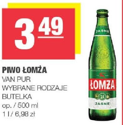 Piwo Łomża Van Pur butelka promocja w SPAR