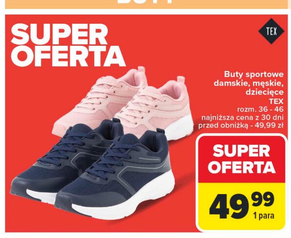 Buty sportowe damskie 36-46 Tex promocja