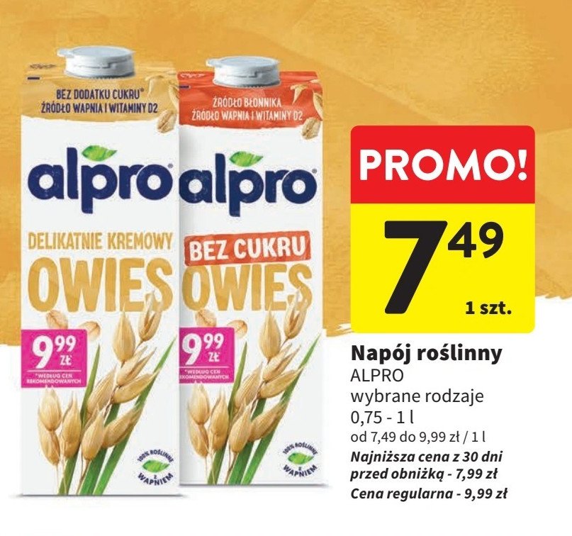 Napój owies delikatnie kremowy Alpro promocja w Intermarche