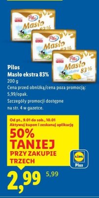 Masło ekstra 83% Pilos promocja w Lidl