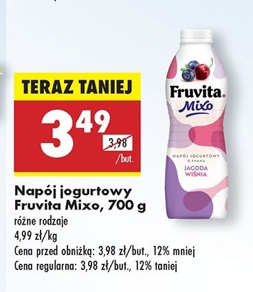 Nap贸j jogurtowy jagoda wi艣nia Fruvita mixo promocja