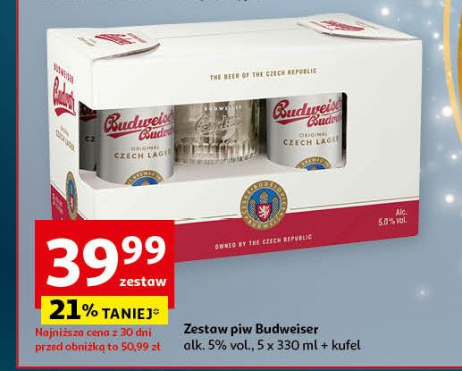 Piwo + kufel Budweiser promocja w Auchan