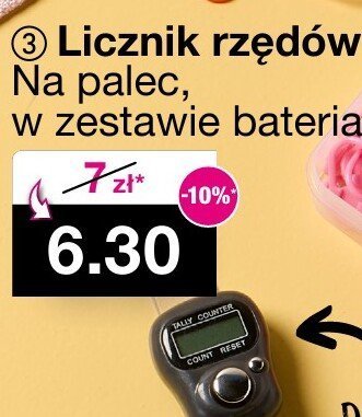 Licznik rzędów na palec, w zestawie bateria promocja w Woolworth
