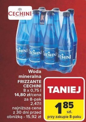 Woda mineralna FRIZZANTE CECHINI promocja w Carrefour