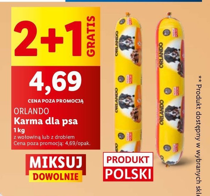 Kiełbasa dla psa z drobiem Orlando promocja w Lidl