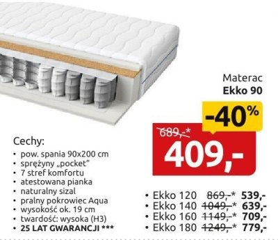 Materac Ekko 120 promocja w Black Red White