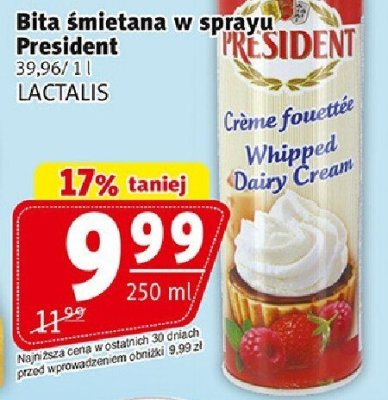 Bita śmietana w sprayu President Lactalis promocja w Prim Market