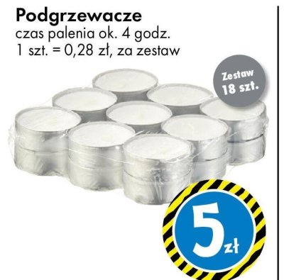 Podgrzewacze czas palenia ok. 4 godz. promocja w Tedi