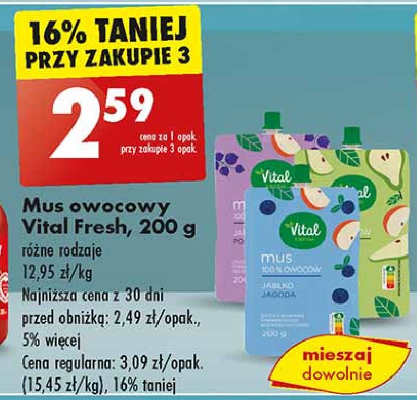 Mus jabłko-jagoda Vital fresh promocja