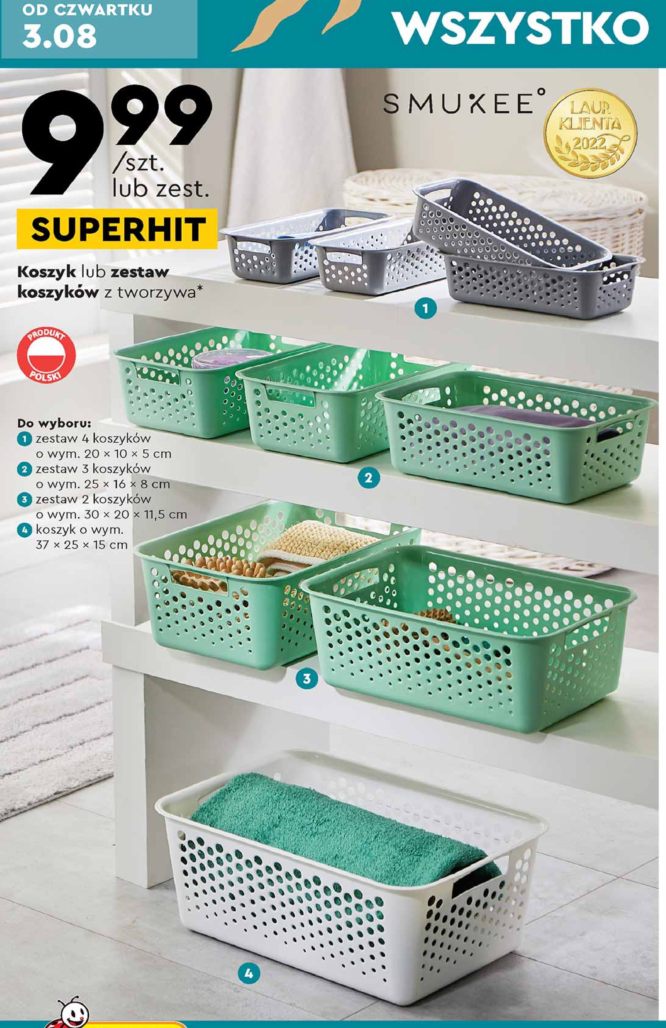 Koszyk plastikowy 25 x 16 x 8 cm Smukee home promocja