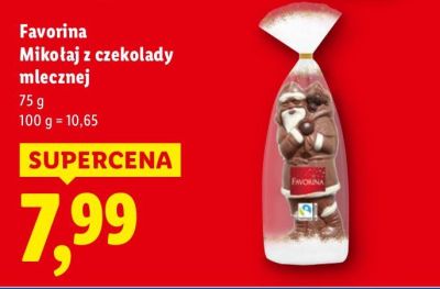 Mikołaj z czekolady mlecznej Favorina promocja w Lidl