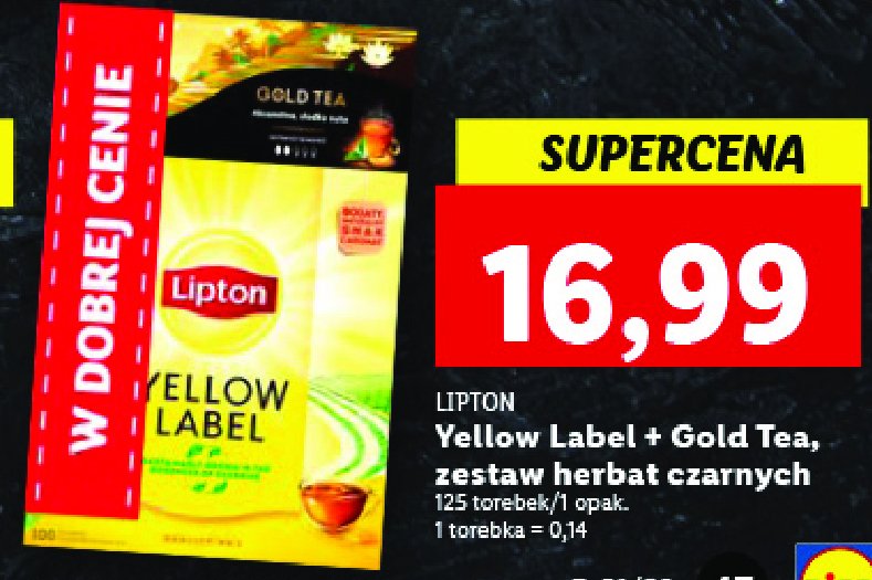 Zestaw herbat yellow label tea 100x + herbata gold tea 25x Lipton zestaw herbat promocja