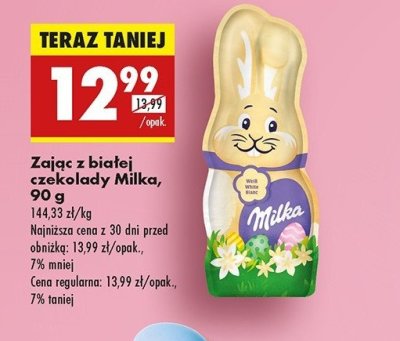 Zając z czekolady białej Milka promocja