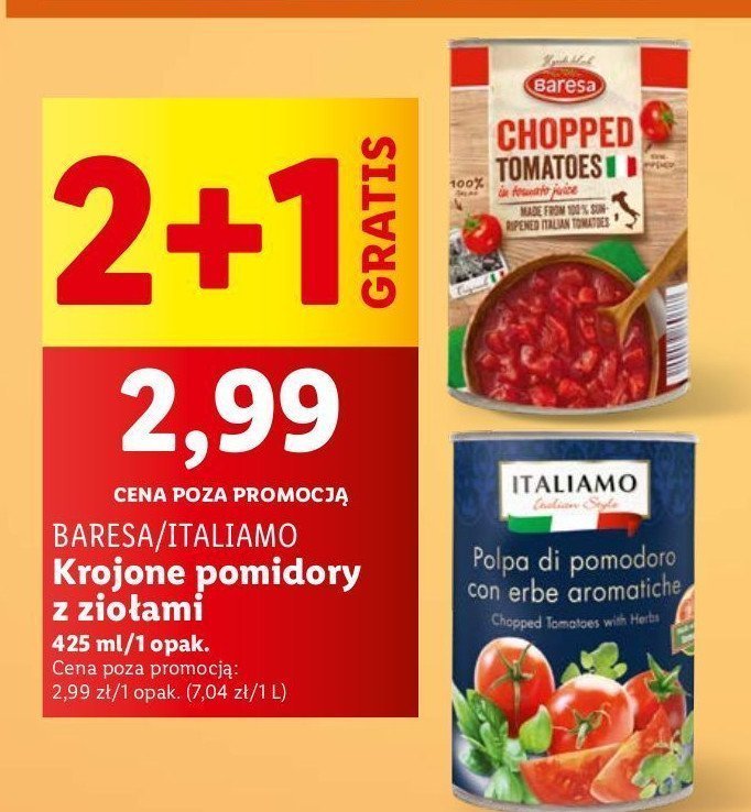 Pomiodry krojone Baresa promocja