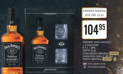 Whiskey Jack Daniel's + 2 szklanki promocja w Dino