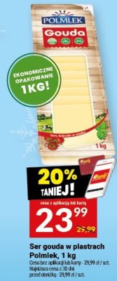 Ser gouda w plastrach Polmlek, 1 kg promocja w Twój Market