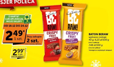 Baton BE RAW! Crispy Fruit Strawberry Brownie 40g promocja w ABC