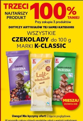 Czekolada mleczna K-Classic promocja w Kaufland